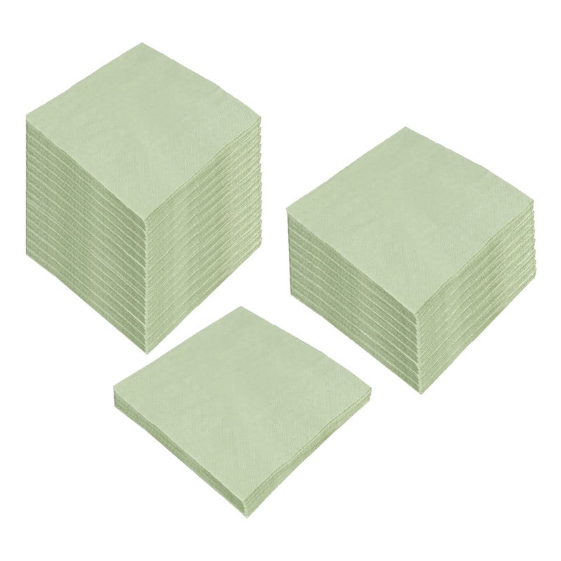 100 Pack Cocktail Napkin 2Ply Dessert Napkins Folded 5 x 5 Inches Disposable Napkins for Dinner Wedding Birthday Party Bridal Anniversary Reception Event 100 SageGreen